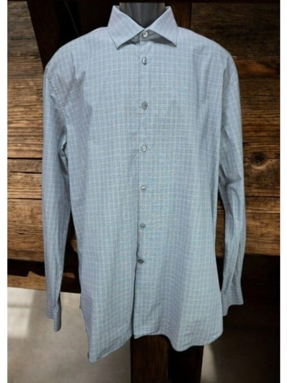 John Varvatos Slim Fit Gray Long-Sleeve Dress Shirt 17 36/37